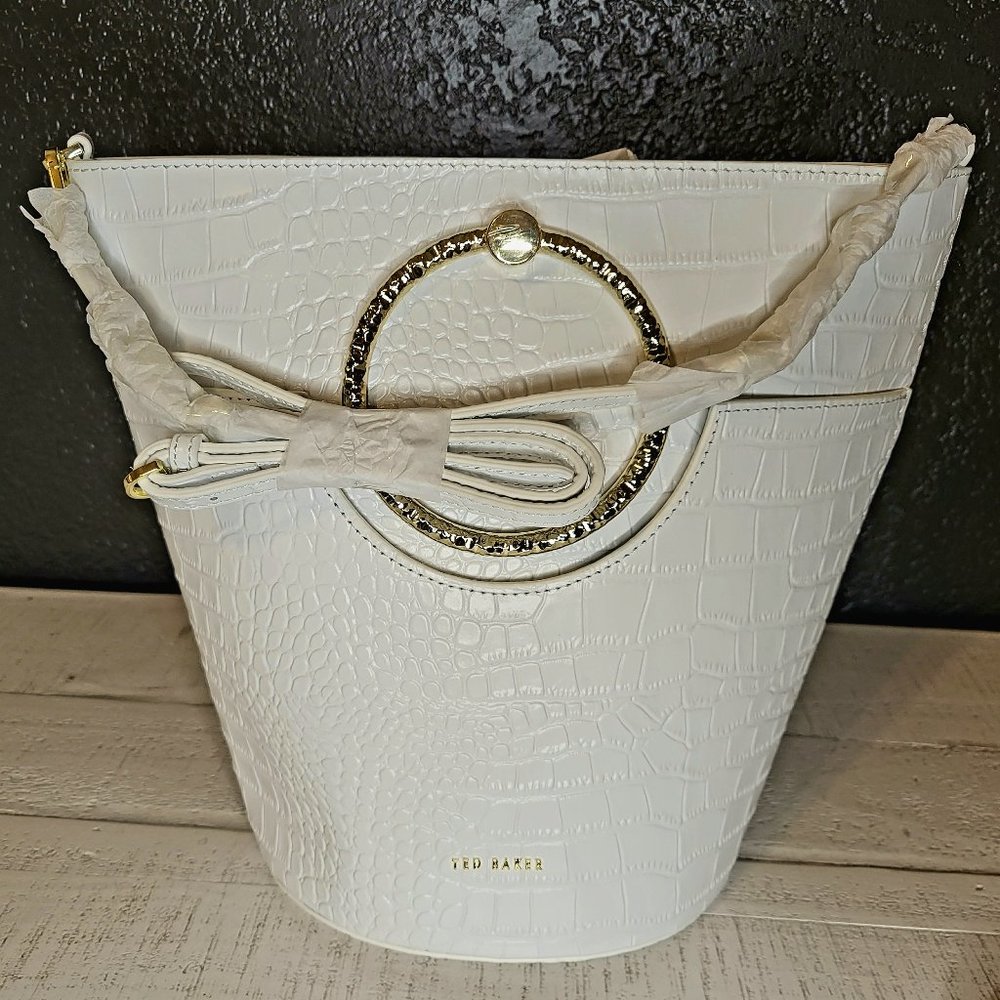 Ted Baker White Croc Bucket Handbag